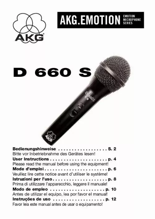 Mode d'emploi AKG D 660 S