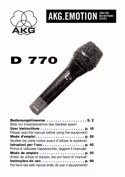 Mode d'emploi AKG D 770