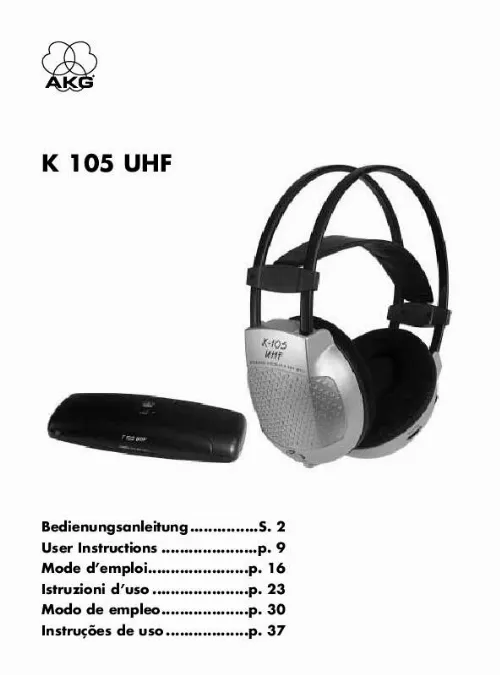 Mode d'emploi AKG K 105 UHF