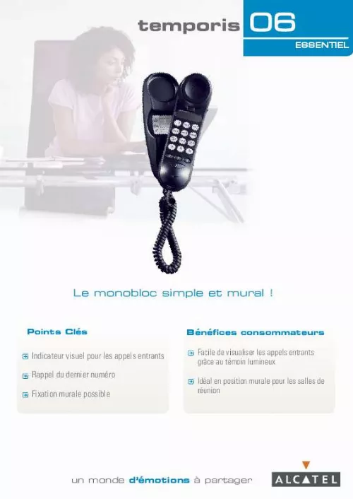 Mode d'emploi ALCATEL TEMPORIS 06 ESSENTIEL