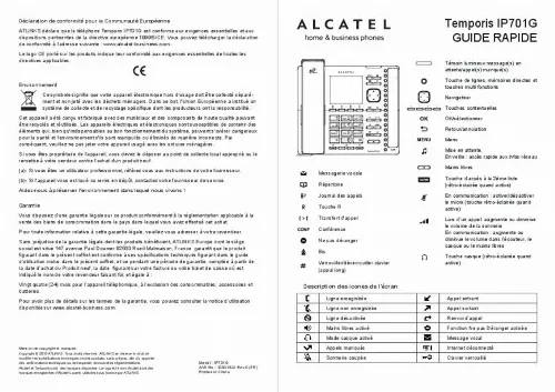 Mode d'emploi ALCATEL TEMPORIS IP701G