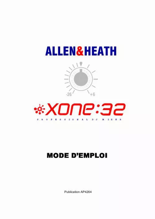 Mode d'emploi ALLEN & HEATH XONE 32