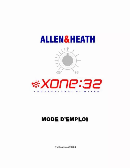 Mode d'emploi ALLEN & HEATH XONE32
