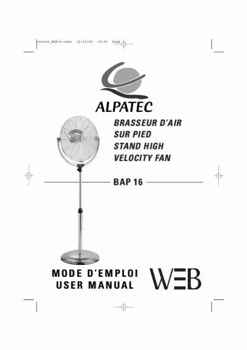 Mode d'emploi ALPATEC BAP 16