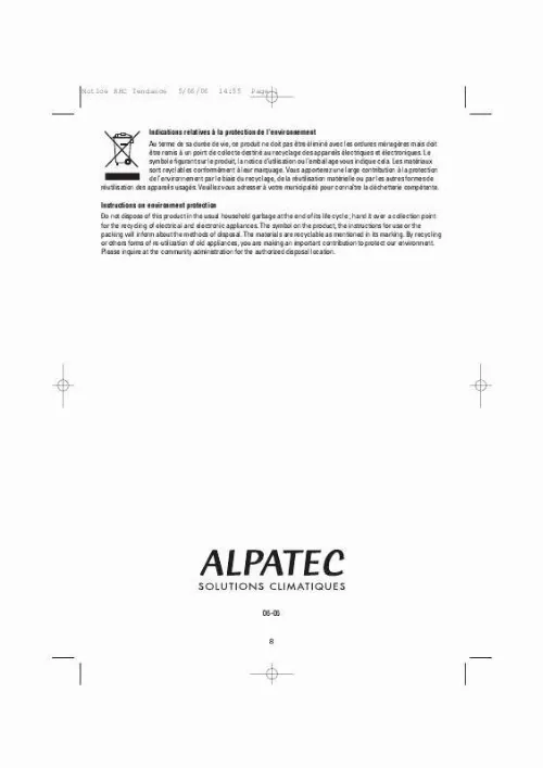 Mode d'emploi ALPATEC RHC TENDANCE
