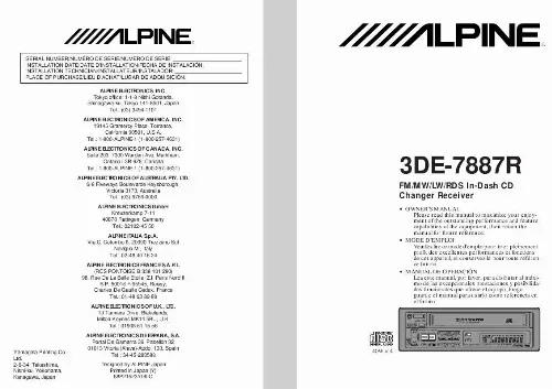 Mode d'emploi ALPINE 3DE-7887R