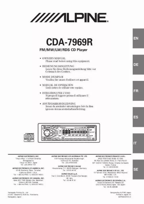 Mode d'emploi ALPINE CDA-7969R