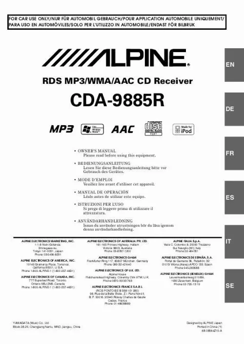Mode d'emploi ALPINE CDA-9885R