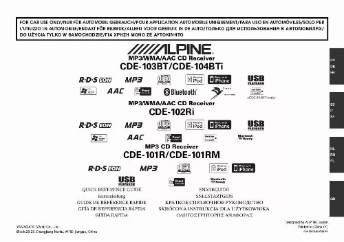 Mode d'emploi ALPINE CDE-101RM