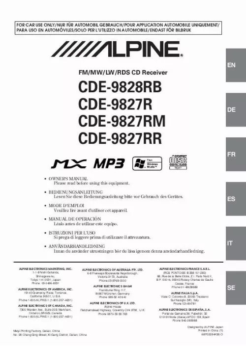 Mode d'emploi ALPINE CDE-9827R