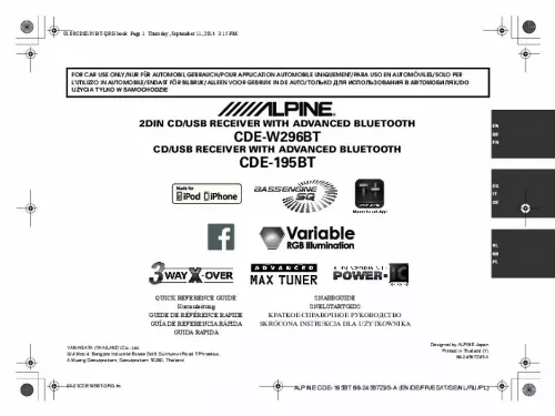 Mode d'emploi ALPINE CDE-W296BT