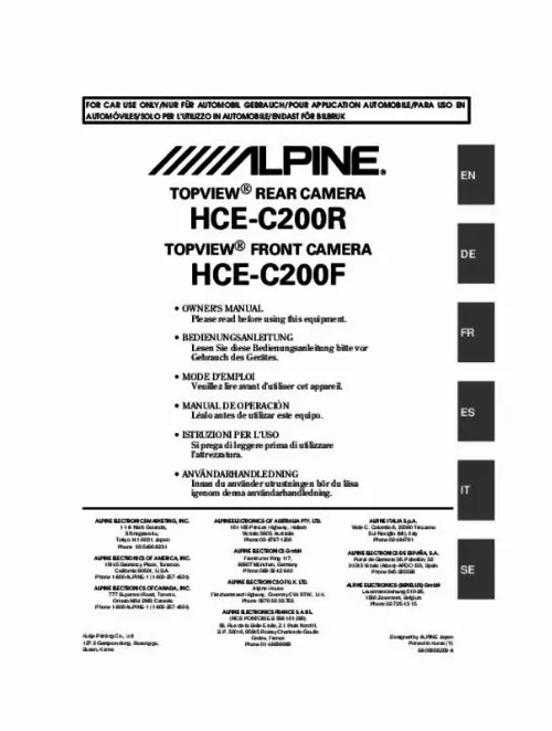Mode d'emploi ALPINE HCE-C200F