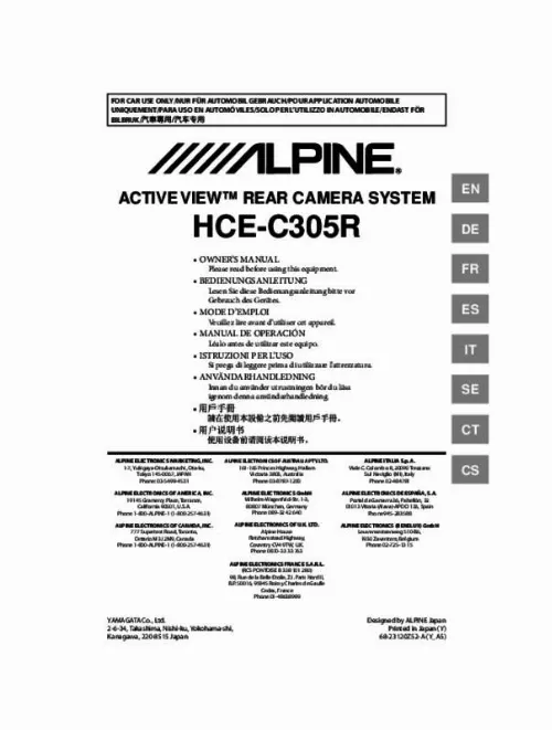 Mode d'emploi ALPINE HCE-C305R