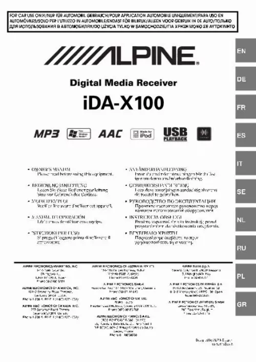 Mode d'emploi ALPINE IDA-X100.2