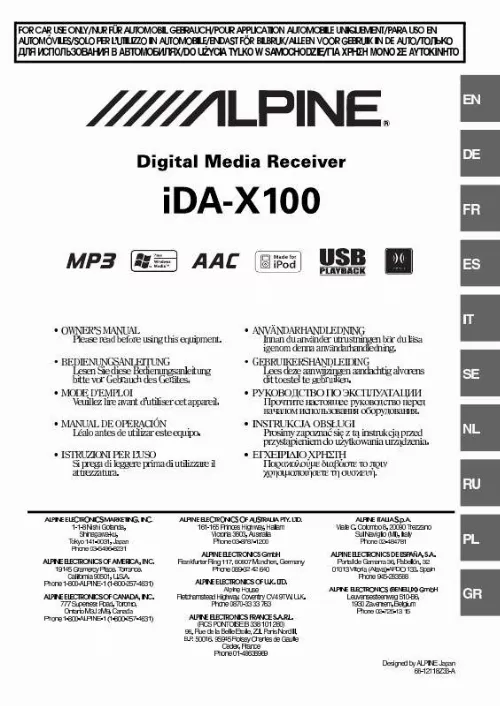 Mode d'emploi ALPINE IDA X100
