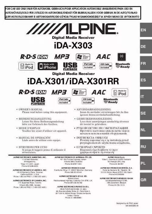 Mode d'emploi ALPINE IDA-X301