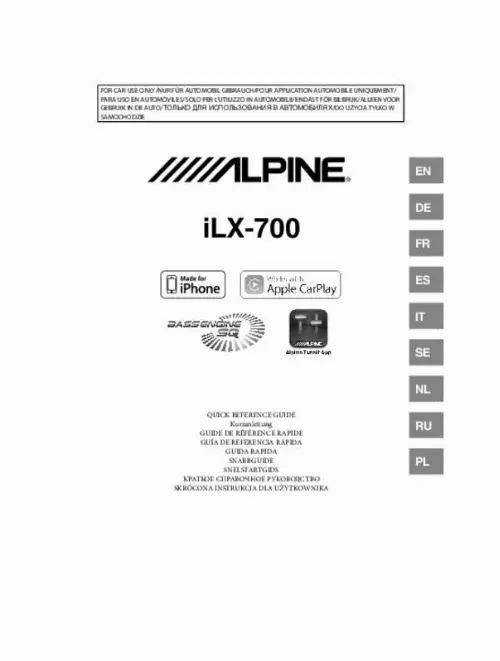 Mode d'emploi ALPINE ILX-700