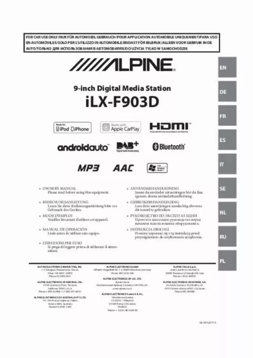 Mode d'emploi ALPINE ILX-F903D