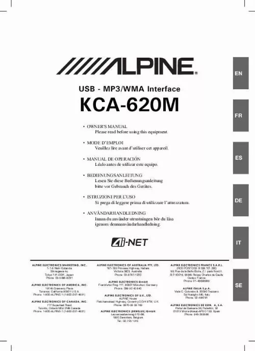 Mode d'emploi ALPINE KCA-620M