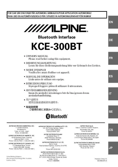 Mode d'emploi ALPINE KCE-300BT