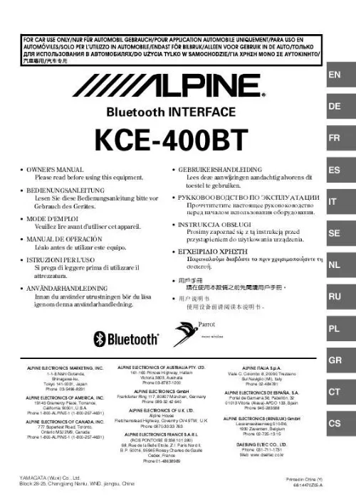 Mode d'emploi ALPINE KCE-400BT