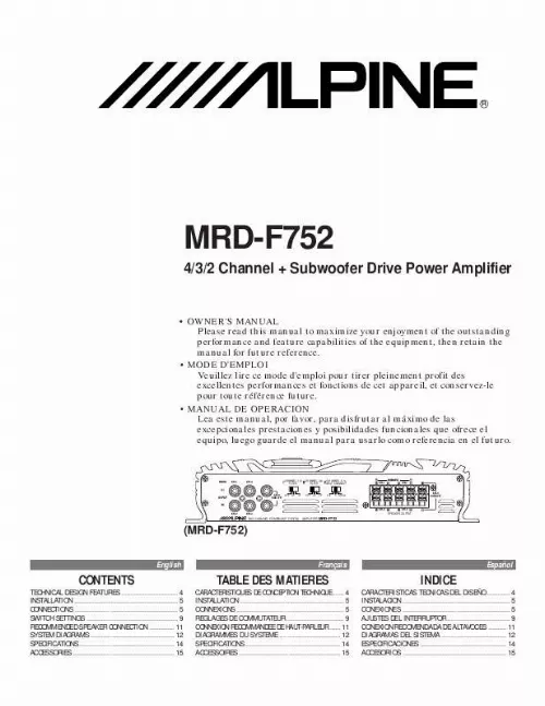 Mode d'emploi ALPINE MRD-F752