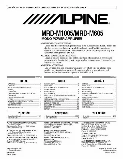Mode d'emploi ALPINE MRD-M1005