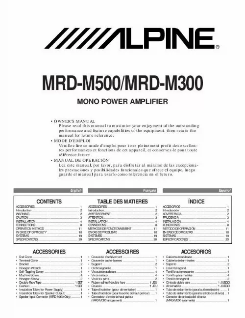 Mode d'emploi ALPINE MRD-M500