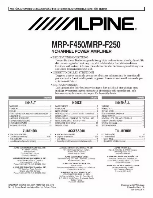 Mode d'emploi ALPINE MRP-F250
