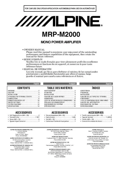 Mode d'emploi ALPINE MRP-M2000