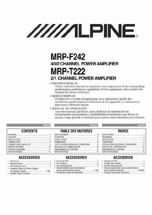 Mode d'emploi ALPINE MRP-T222