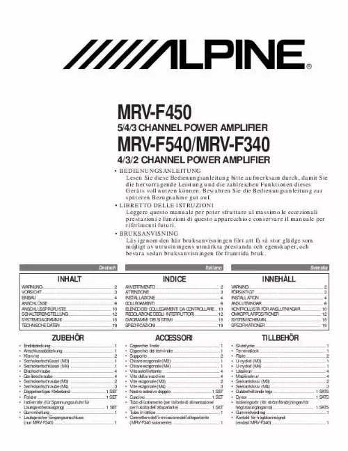 Mode d'emploi ALPINE MRV-F540