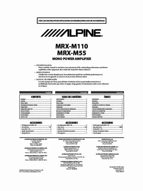 Mode d'emploi ALPINE MRX-M55