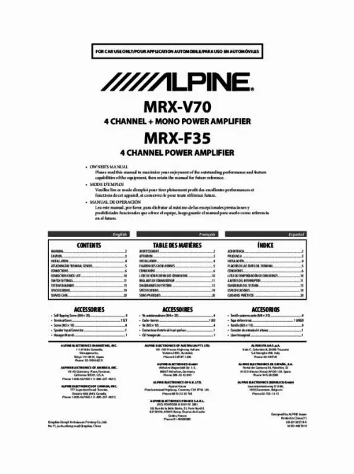 Mode d'emploi ALPINE MRX-V70