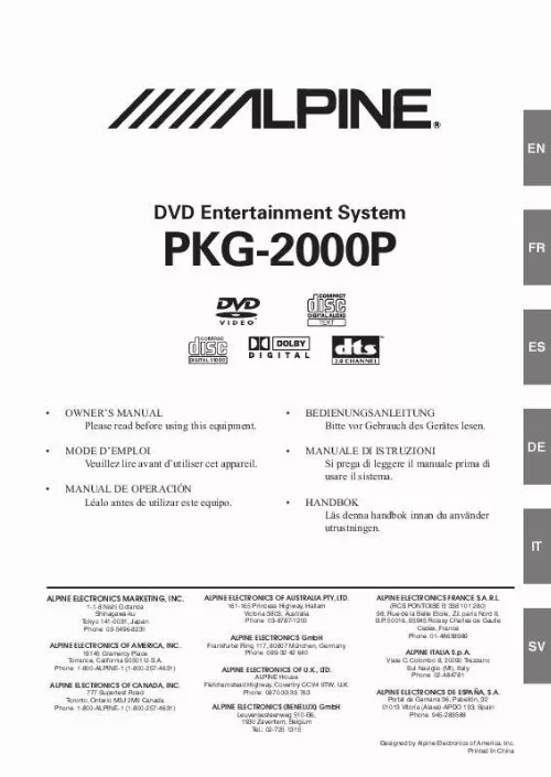 Mode d'emploi ALPINE PKG-2000P