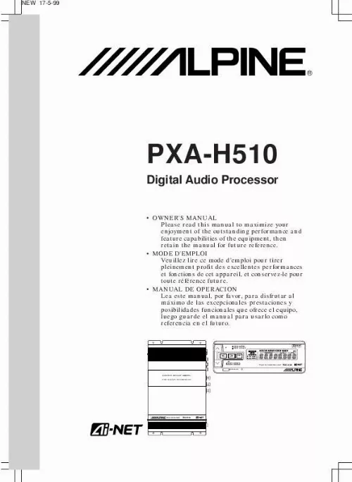 Mode d'emploi ALPINE PXA-H510