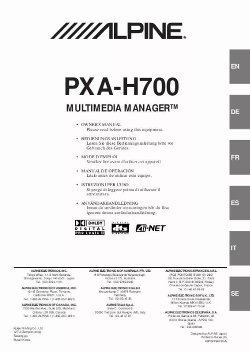 Mode d'emploi ALPINE PXA-H700