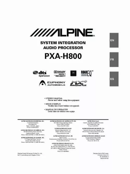 Mode d'emploi ALPINE RUX-C800