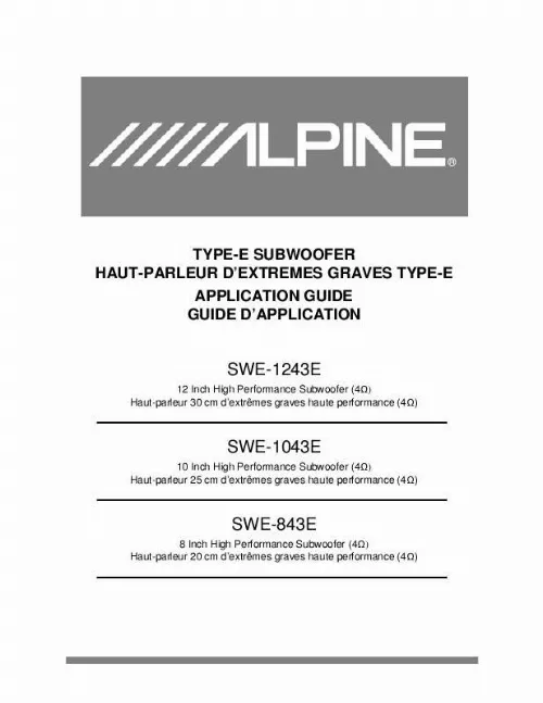 Mode d'emploi ALPINE SWE-1243E