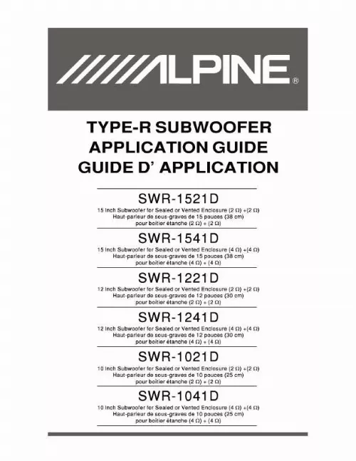 Mode d'emploi ALPINE SWR-1021D