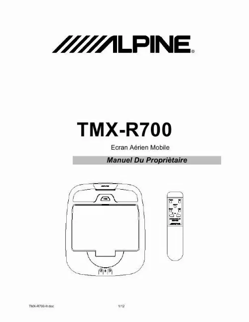 Mode d'emploi ALPINE TMX-R700