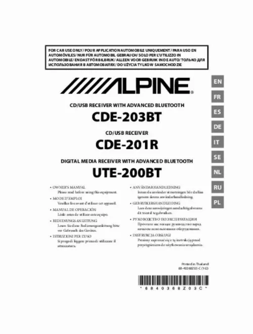 Mode d'emploi ALPINE UTE-200BT