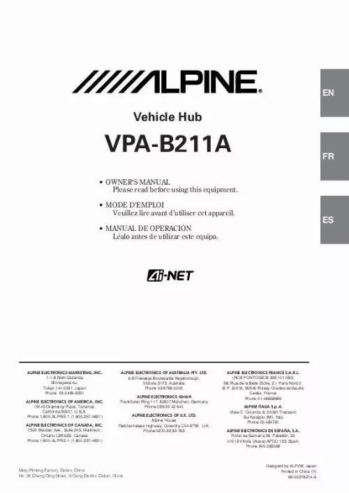 Mode d'emploi ALPINE VPA-B211A