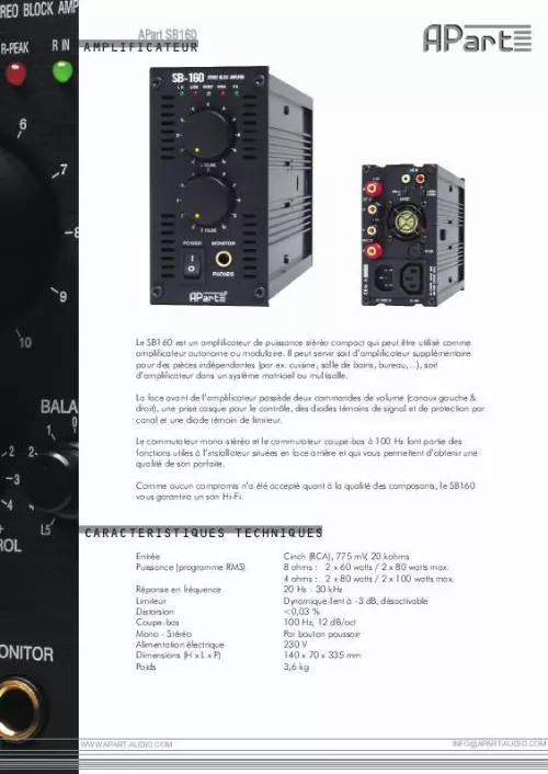 Mode d'emploi APART SB160