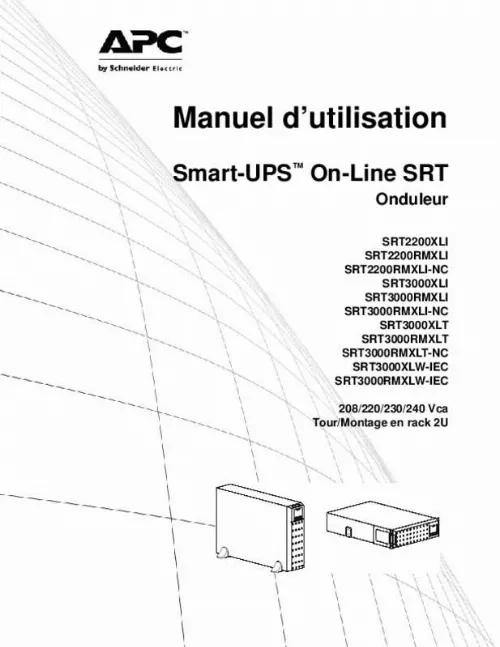 Mode d'emploi APC SMART-UPS SRT 2200VA