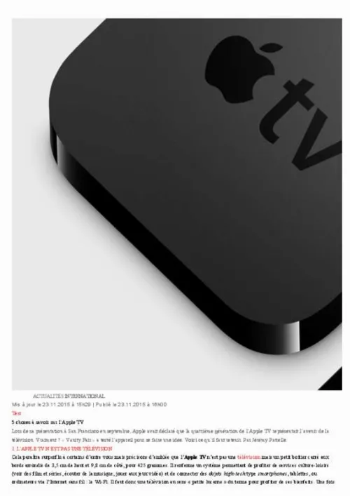 Mode d'emploi APPLE APPLE TV 4K 64 GB