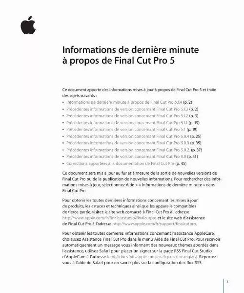 Mode d'emploi APPLE FINAL CUT PRO 5