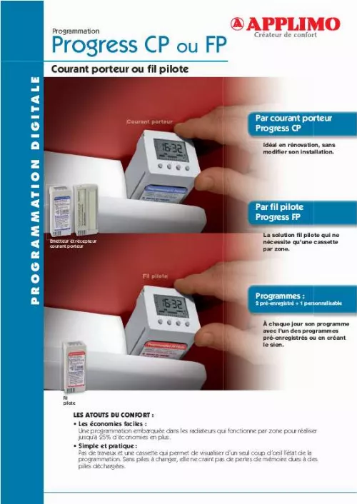 Mode d'emploi APPLIMO PROGRESS FP