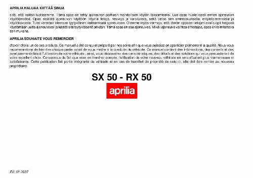 Mode d'emploi APRILIA RX50