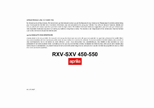 Mode d'emploi APRILIA RXV550
